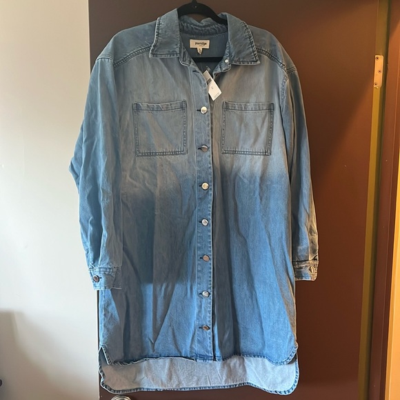 NWT Anthropologie Porridge Long Sleeve Collared Denim Mini Shirt Dress - Picture 12 of 13